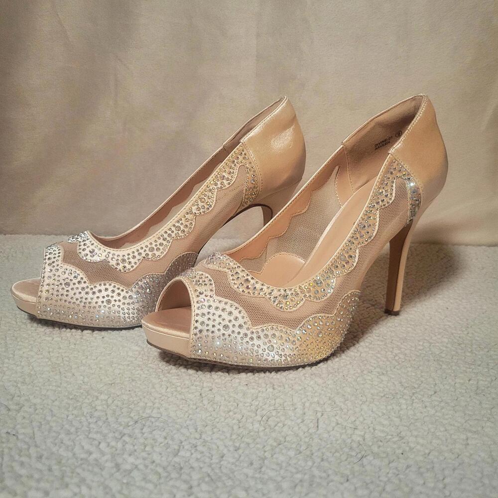 DREAM PAIRS Divine-01 Women's Peep Toe High Heel Dress Pumps - Sz 9 Prom Wedding